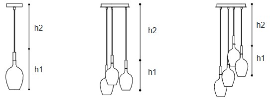Lámpara Colgante Rosè 3050 - Incanto Italamp - Dimensiones